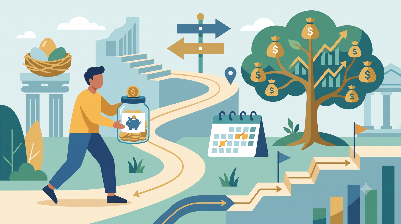 illustration showing how to catch up on retirement savings after starting late