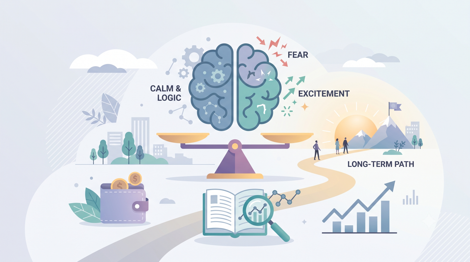 illustration representing investing psychology and emotional investment decisions